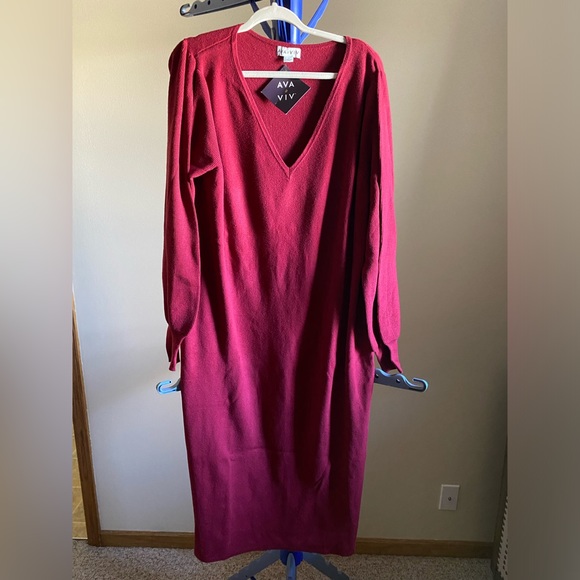 NWT Ava & Viv burgundy midi sweater dress - Picture 1 of 8